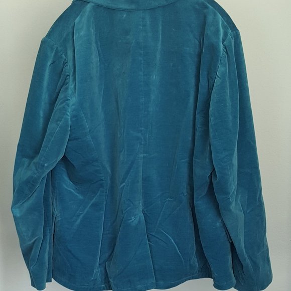 NINE WEST Jacket Sz 18W Aquamarine Velvet One Button Cutaway Style Lined - Picture 7 of 7